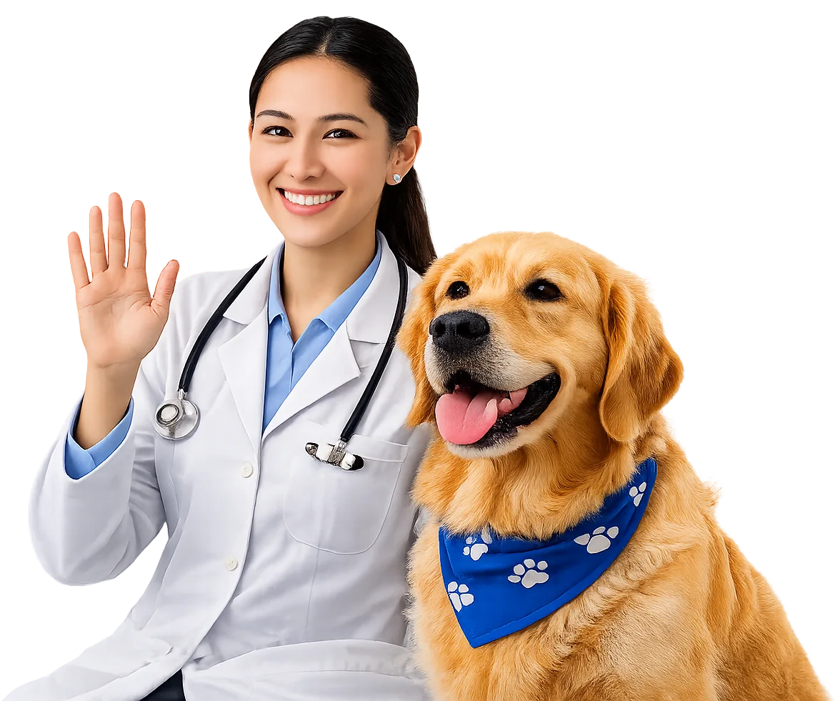 Veterinarian with a dog
